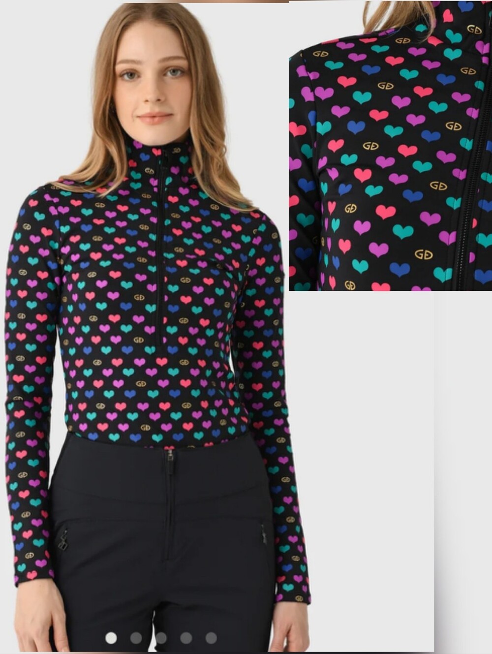 Goldbergh Hearts Pully Zip Base Layer Cuori Pully Base Layer Top